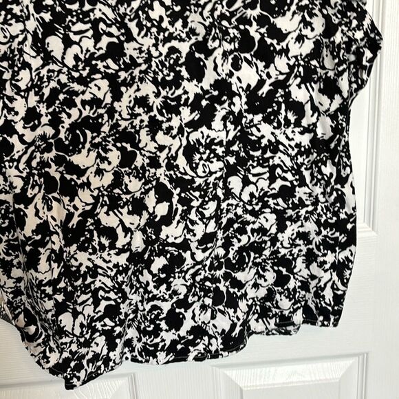 212 collection Women’s Black White Print 3/4 Sleeve Stretch Button Down Blouse L - Picture 10 of 16